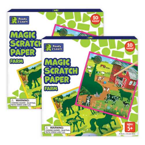 Magic Scratch Paper, Farm, 10 Per Pack, 2 Packs