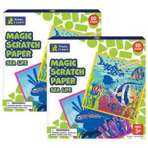 Magic Scratch Paper, Sea-Life, 10 Per Pack, 2 Packs