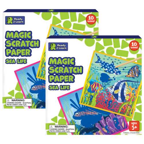 Magic Scratch Paper, Sea-Life, 10 Per Pack, 2 Packs
