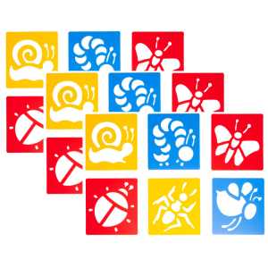 Bug Stencils, Plastic, 6 Count, Pack of 3