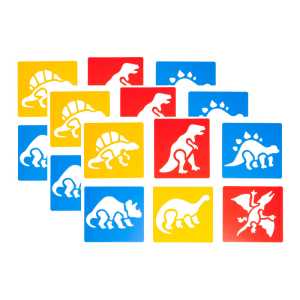 Dinosaur Stencils, Plastic, 6 Count, Pack of 3