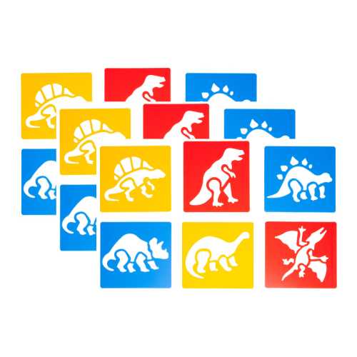 Dinosaur Stencils, Plastic, 6 Count, Pack of 3