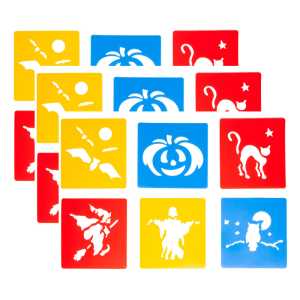Halloween Stencils, Plastic, 6 Count, Pack of 3