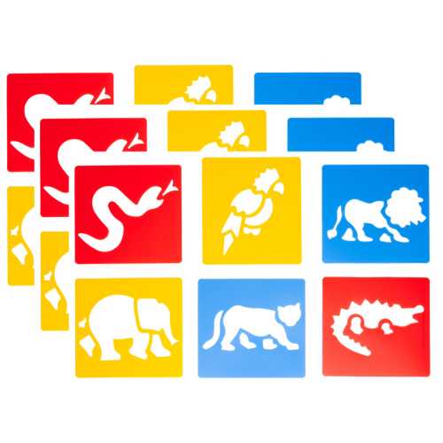 Jungle Animal Stencils, Plastic, 6 Count, Pack of 3