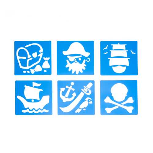 Pirate Stencils, Plastic, 6 Count