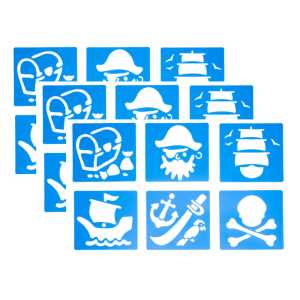 Pirate Stencils, Plastic, 6 Count, Pack of 3