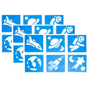 Space Stencils, Plastic, 6 Count, Pack of 3