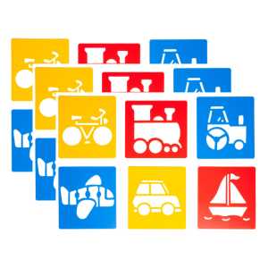 Transportation Stencils, Plastic, 6 Count, Pack of 3