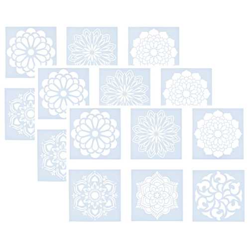 Mandala Stencils, Plastic, 6 Count, Pack of 3