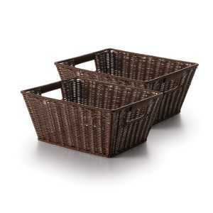 Brown Wicker Storage Baskets, Set of 2