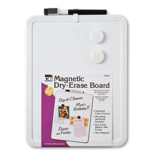 Framed Magnetic Dry Erase Board with Marker & Magnets, Assorted Colors, 8.5