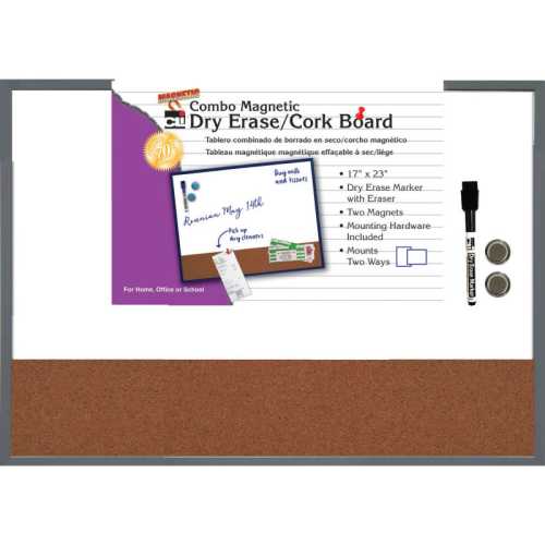 Magnetic Dry Erase Board with Cork Board, 17