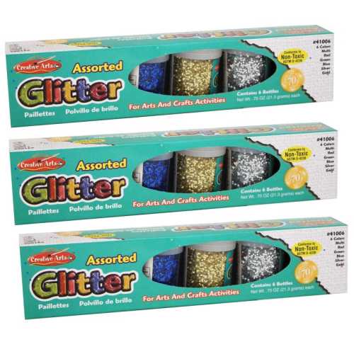 Creative Arts&trade; Glitter Set, 6 Per Pack, 3 Packs