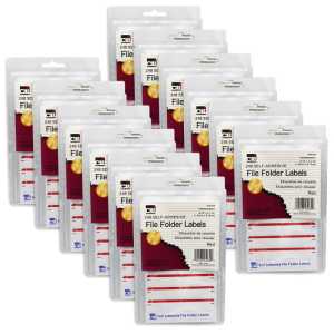 File Folder Labels, Red, 248 Per Pack, 12 Packs