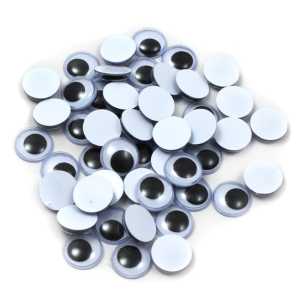 Wiggle Eyes, Round, 12mm, Black, Pack of 50