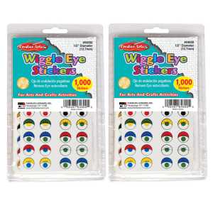 Creative Arts&trade; Wiggle Eyes Stickers, Assorted Colors, 1000 Per Pack, 2 Packs