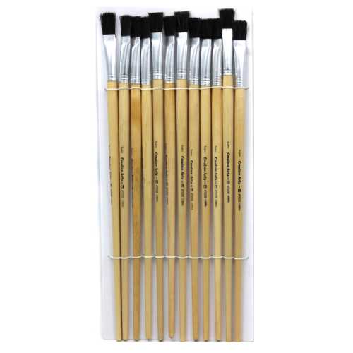 Flat Tip Easel Paint Brushes with Long Handle, 1/2