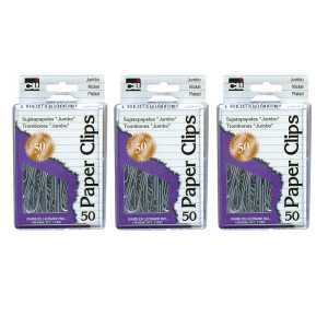 Jumbo Paper Clips, Pack of 50, Silver, 3 Packs