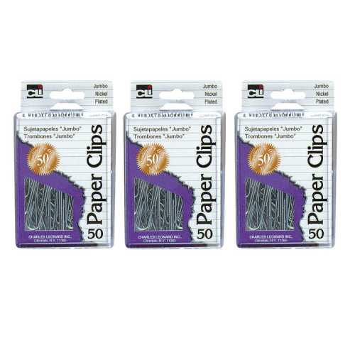 Jumbo Paper Clips, Pack of 50, Silver, 3 Packs