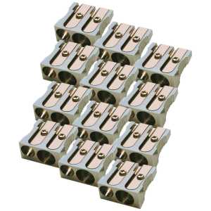 Metal Pencil Sharpener, Two Hole, Pack of 12