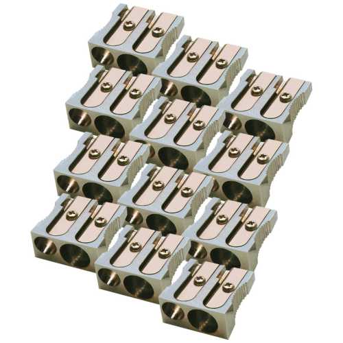 Metal Pencil Sharpener, Two Hole, Pack of 12