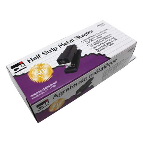 Half Strip Metal Stapler, Non-Skid Base, Black