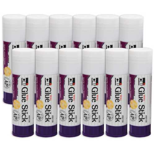 Economy Glue Sticks, White, 1.3 oz., 12-count