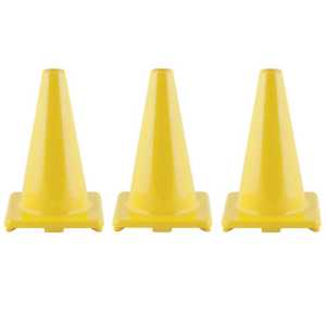 Hi-Visibility Flexible Vinyl Cone, 12", Yellow, Pack of 3