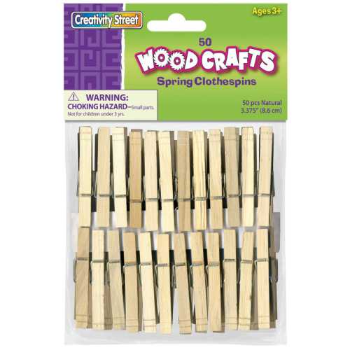Spring Clothespins, Natural, Extra-Large, 3-3/8