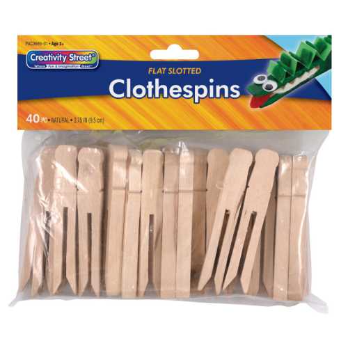 Flat Slotted Clothespins, Natural, 3.75