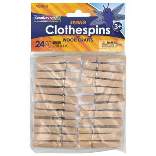 Spring Clothespins, Natural, 1.75