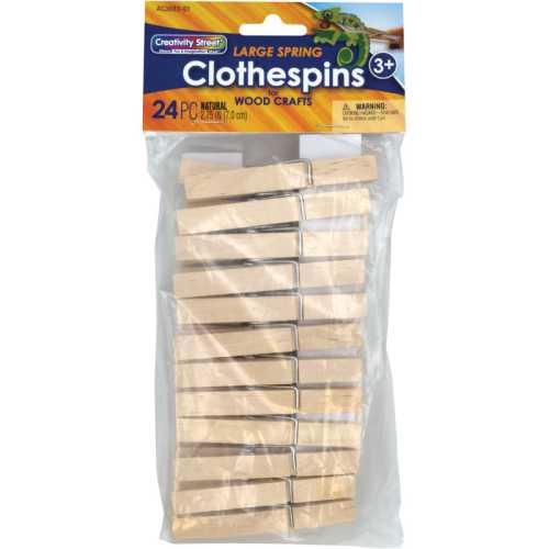 Spring Clothespins, Natural, Large, 2.75