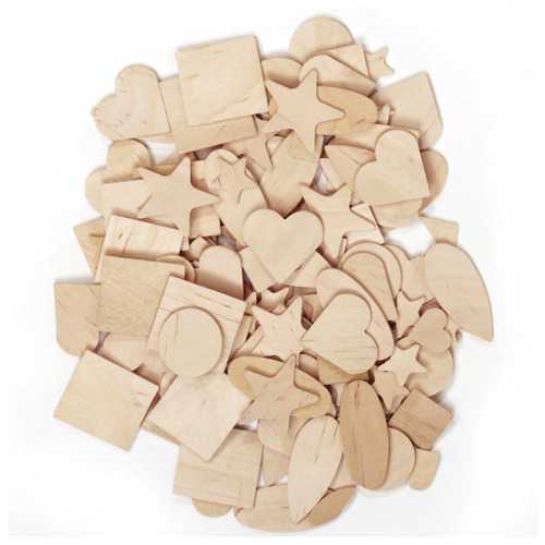 Wood Shapes, Natural Colored, Assorted Shapes, 1/2
