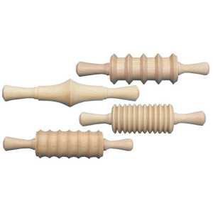 Wood Rolling Pin Set, 4 Patterns, 6", 4 Pieces
