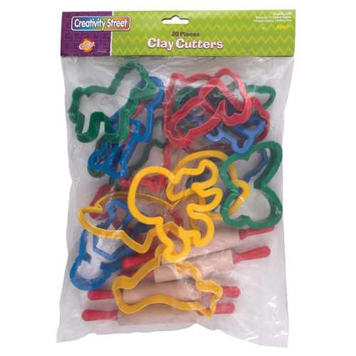 Jumbo Dough & Clay Cutter Set with Rolling Pin, Assorted Shapes, Approx. 4