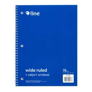 1-Subject Notebook, 70 Page, Wide Ruled, Blue