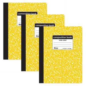 Wide-Ruled Marble Composition Books, 100 Sheets, Yellow, 3-Pack