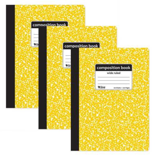 Wide-Ruled Marble Composition Books, 100 Sheets, Yellow, 3-Pack