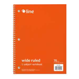 1-Subject Notebook, 70 Page, Wide Ruled, Orange
