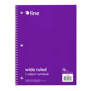 1-Subject Notebook, 70 Page, Wide Ruled, Purple