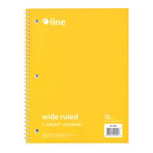 1-Subject Notebook, 70 Page, Wide Ruled, Yellow