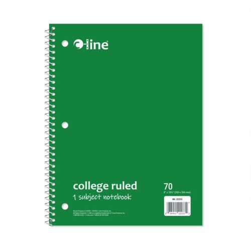 College-Ruled 1-Subject Notebook, 70 Sheets, Green