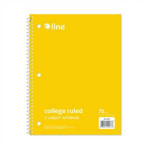 College-Ruled 1-Subject Notebook, 70 Sheets, Yellow