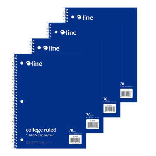 College-Ruled 1-Subject Notebooks, 70 Sheets, Blue, 4-Pack