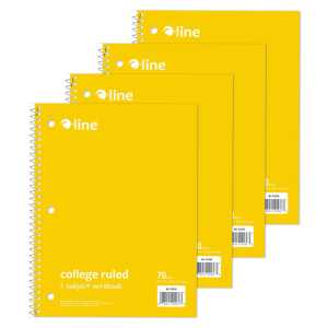 College-Ruled 1-Subject Notebooks, 70 Sheets, Yellow, 4-Pack