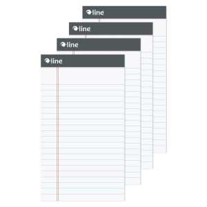 White Legal Pads, 50 Sheets, 5" x 8", 4-Pack