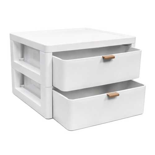 2-Drawer Desktop Organizer with Gold Handles