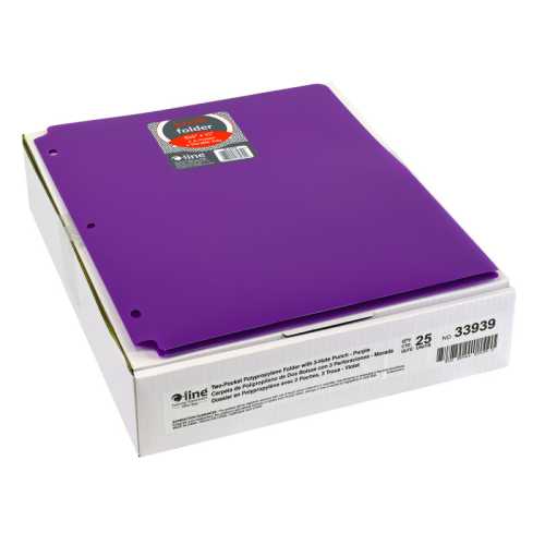 Two-Pocket Heavyweight Poly Portfolio Folder with Three-Hole Punch, Purple, Pack of 25