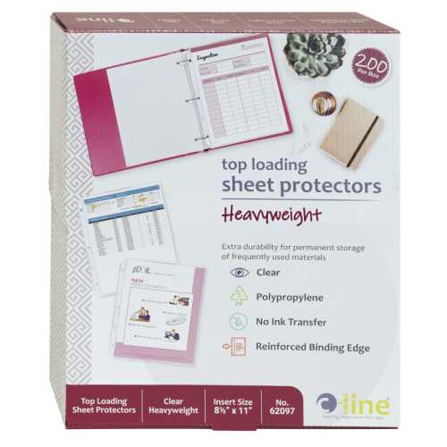 Heavyweight Poly Sheet Protectors, Clear, Top Loading, 11