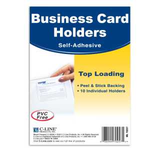 Self-Adhesive Business Card Holder, Top Load, 2 x 3-1/2, Pack of 10